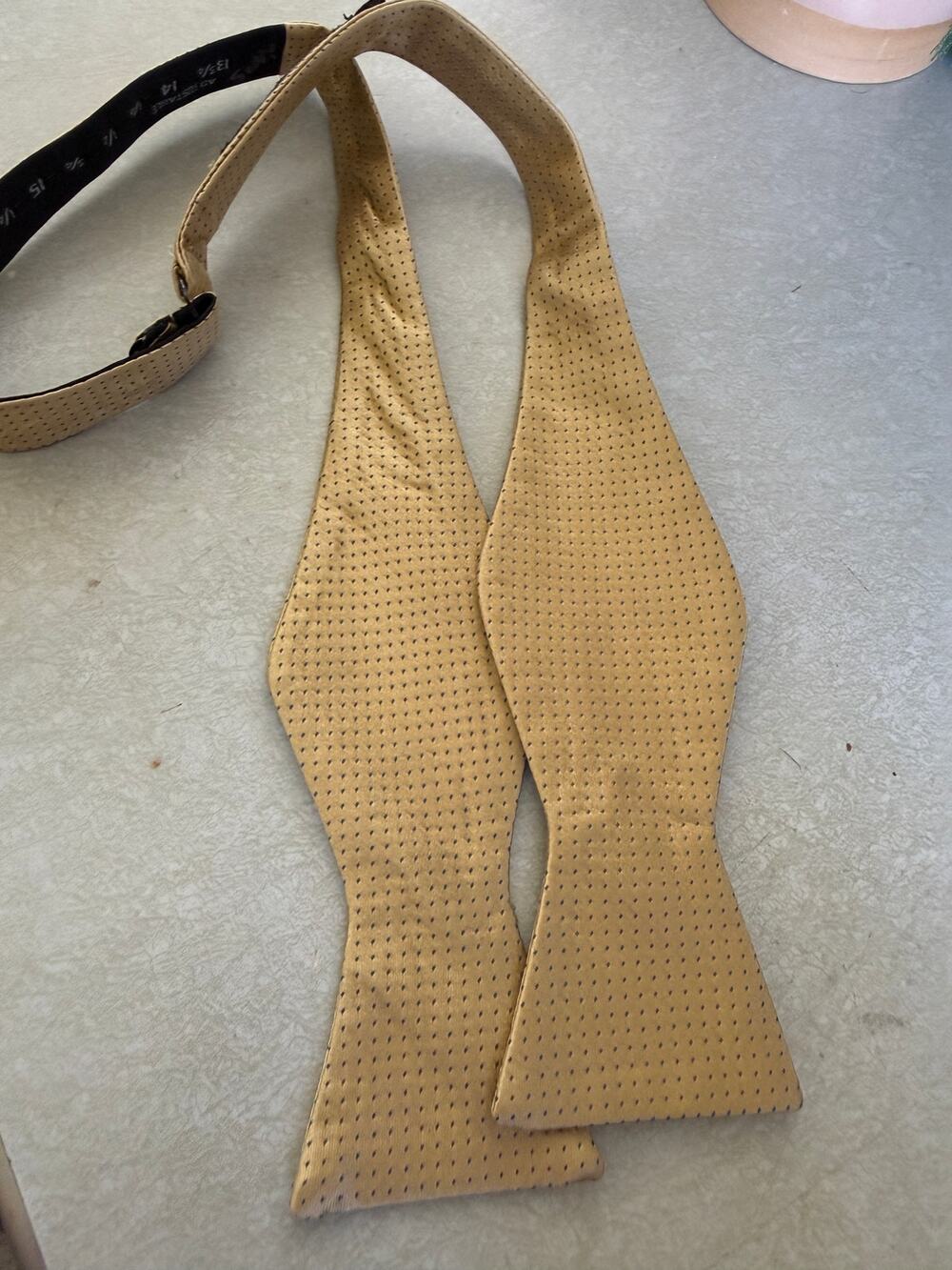Vintage Campia Moda Yellow Dot Adjustable Silk Bow Tie